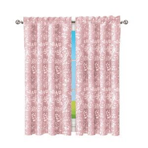 Collections Etc Charlotte Floral Design Rod Pocket Top Curtains